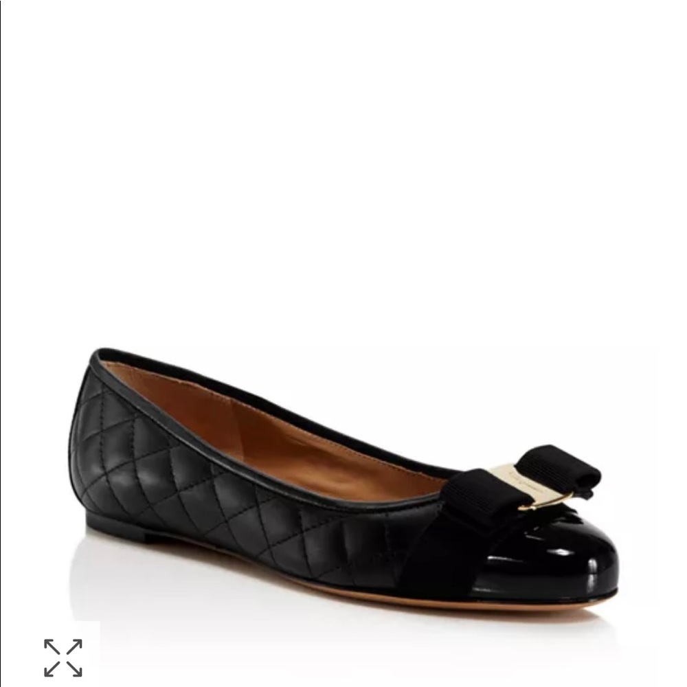 Salvatore Ferragamo Black Quilted Leather Flats - Picture 3 of 7